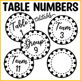 Printable Black and White Table, Team and group Numbers, E