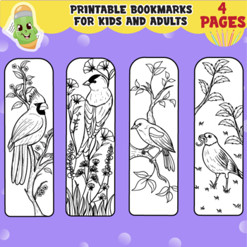 Preview of Printable bookmarks, American bird coloring pages, activity sheets, clipart