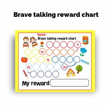 Preview of Printable  brave talking reward chart for children with Selective Mutism