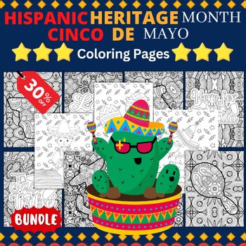 Preview of Cinco De Mayo & National Hispanic Heritage Month Mandala Coloring Pages Sheets