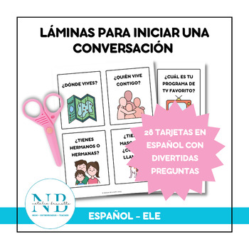 Preview of Printable conversation cards Tarjetas para iniciar conversación Español Spanish
