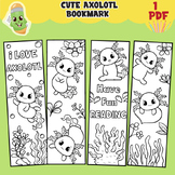 Printable cute axolotl coloring bookmarks for kids, baby a