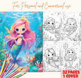 Printable cute chibi mermaids coloring pages for kids and 