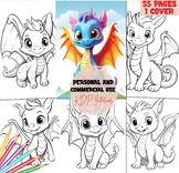 Printable cute dragon Coloring pages for kids, dinosaur ac