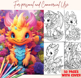 Printable cute magical dragons coloring pages for kids, ac