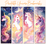 Printable cute magical unicorn bookmarks for kids and adul