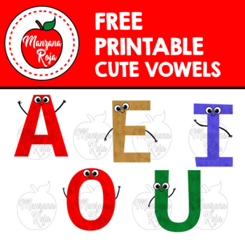 Preview of Printable cute vowels