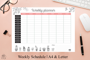Preview of Printable daily planner,Weekly Schedule Printable, Student Hourly Planner