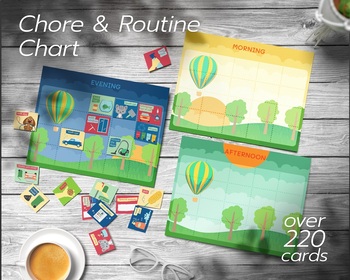 Preview of Printable daily responsibility chart for kids with 220+ chore and routine cards