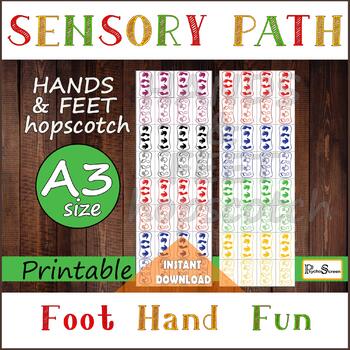 Printable decals HANDS & FEET A3 Sensory path • Colorful hopscotch set for  floor