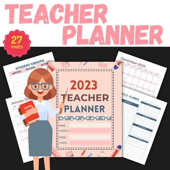 Preview of Printable digital teacher planner 2023 - Editable Teacher Appreciation Planner