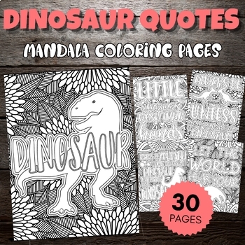 Preview of Printable dinosaur Quotes Mandala Coloring Pages - Fun dinosaur Activities