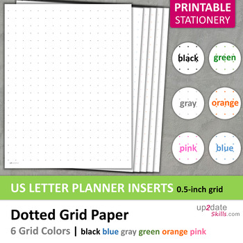 BUNDLE – Printable dot grid paper – A5-size – 6 colors x 6 grids -  up2dateskills