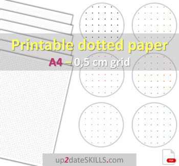 printable dot paper 0 5 cm 0 2 grid 6 dot colors a4 size pages