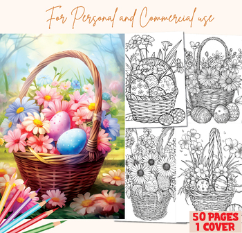 Preview of Printable easter egg and flowers, spring coloring pages, activity sheets