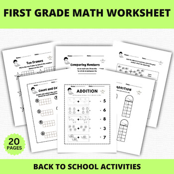 Printable first-grade math worksheet. Back to school first grade math ...