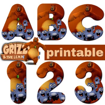 Preview of Printable grizzy and the lemmings Letters A-Z and Numbers 0-9