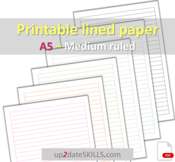 printable lined paper medium college ruled a5 size by up2dateskills