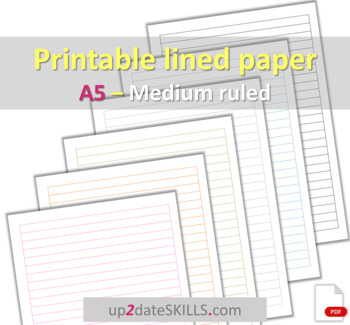 Preview of Printable lined paper medium/college ruled A5-size