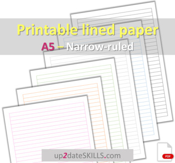 printable lined paper narrow ruled a5 size by up2dateskills tpt