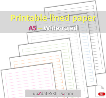 printable lined paper wide ruled a5 size by up2dateskills tpt