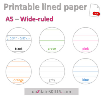 printable lined paper wide ruled a5 size by up2dateskills tpt