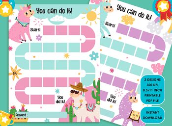 Preview of Printable llama Reward Chart for Kids, a Way of Guiding Children Towards...