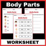 Printable matching body parts worksheet for Special Education