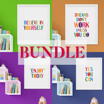 Preview of Printable motivational words posters bundle for classroom decor