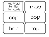 Printable ~op Word Families Flash Cards.  Prints 10 cards.