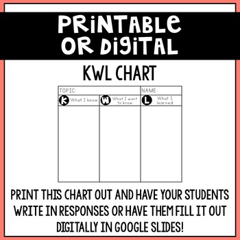 Preview of Printable or Digital KWL Chart