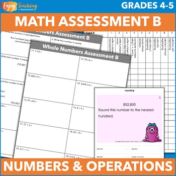 Preview of Math Test Prep - Whole Numbers & Operations Practice or Assessment 4th Grade