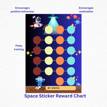 Preview of space reward chart, sticker chart, potty training chart, behaviour incentive,