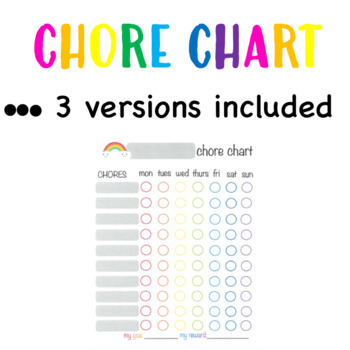 Preview of Printable rainbow chore chart