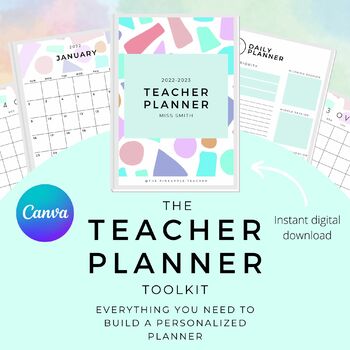 Preview of Printable teacher planner 2023, daily planner, school planner, Organizer