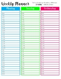 Printable weekly planner pages