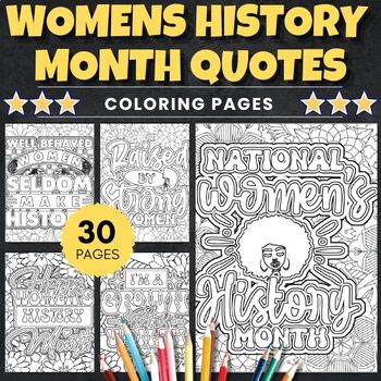 Preview of Printable womens history month Quotes Coloring Pages - Fun March Activities