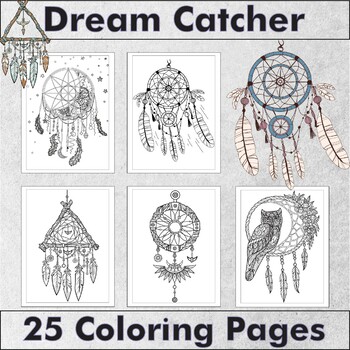 Preview of Printables DreamCatchers Coloring sheets, Indigenous People's Day Coloring Pages