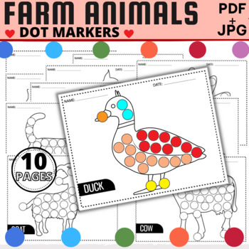 Preview of Printables Farm Animals Dot Marker,Creative Activity by Do A Dot Paint Dauber