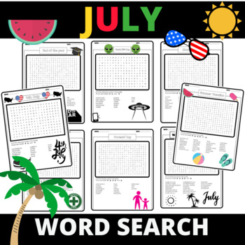 Preview of Printables July Activities Word Search  | End of the year Activities