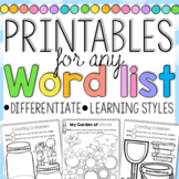Word Work Printables for any Word List