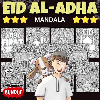 Preview of Printbale Eid Al Adha Mandala Coloring Pages Sheets - Fun Muslim Activities