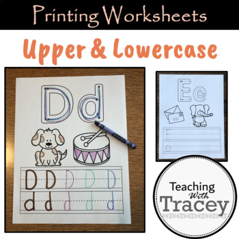 Printing Practice Uppercase Lowercase by Teaching with Tracey | TpT