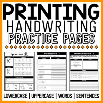 Preview of Printing Handwriting Practice Pages