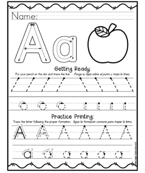 Printing Line Strokes Posters and Aa-Zz Printing Worksheets | TPT