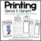 Printing Practice 3: Blends and Digraphs | Words + Sentenc