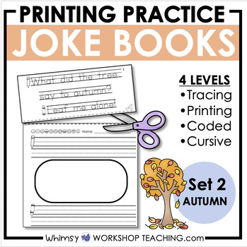 Preview of Printing Practice Handwriting Seasonal Joke Book 2 Autumn Fall Activities