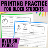 Printing Practice for Older Students Worksheets | Printing
