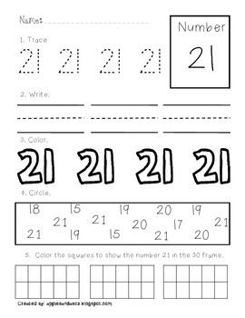 printing and recognizing numbers 21 50 by michelle griffo from apples
