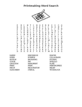 Preview of Printmaking Word Search